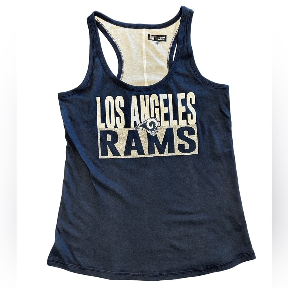 Los Angeles Rams Women's Racerback Tank Top NFL Team Apparel Glitter Logo NWT S